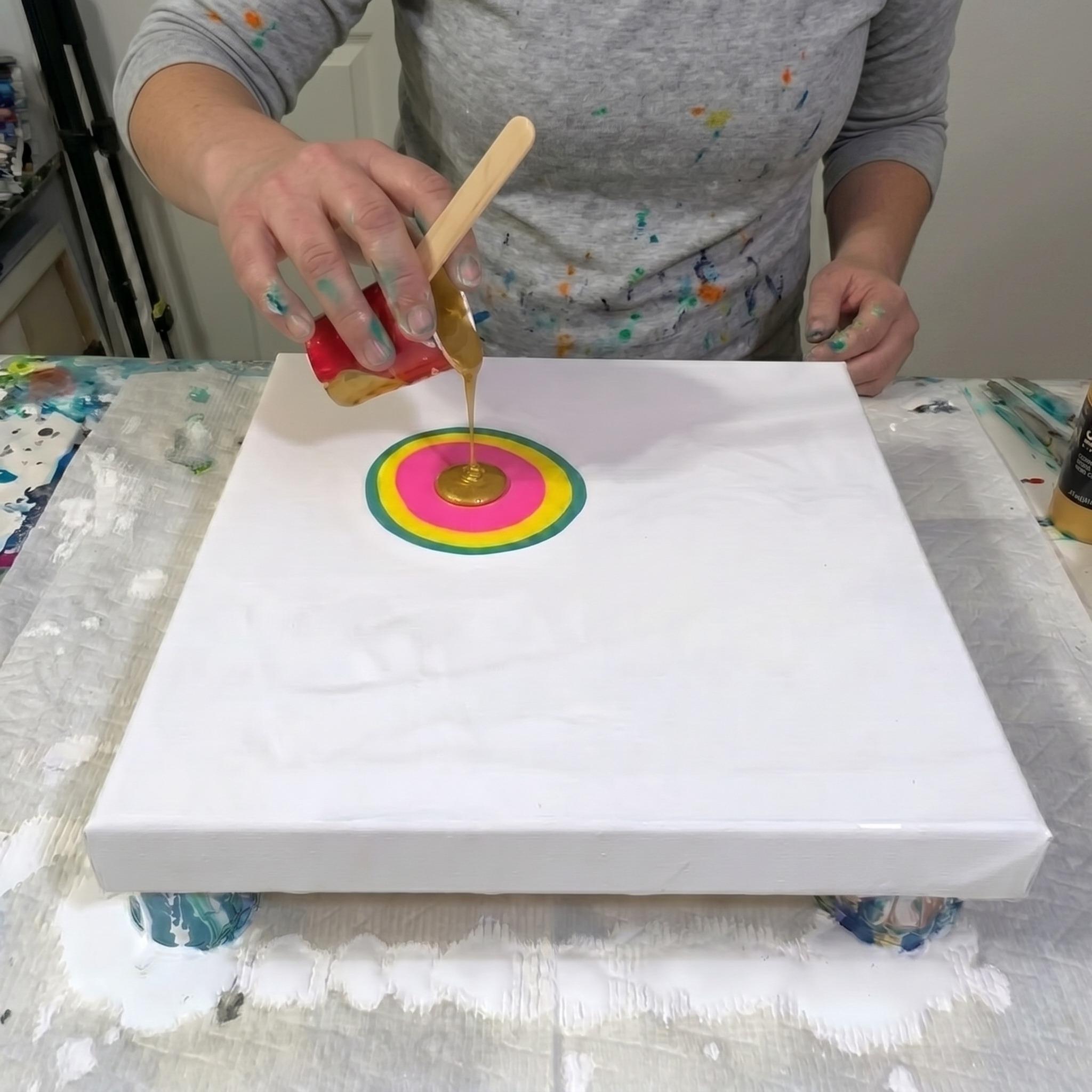 Module 2: acrylic paint being mixed and poured in the correct sequence